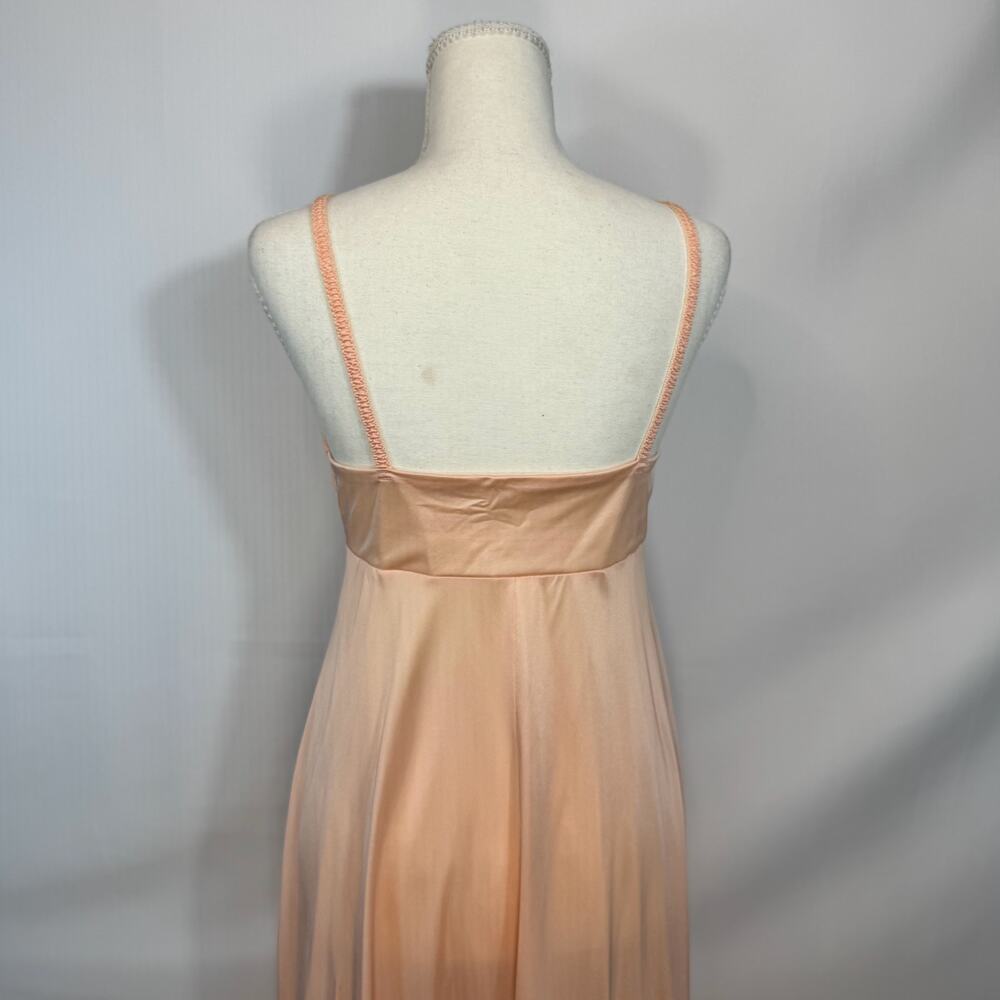 Elegant Vintage Olga Long Gown Peach Lace Maxi Slip Dress Women's 36 Coquette - Picture 6 of 15